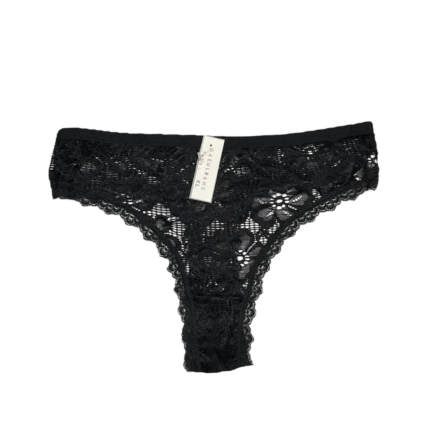 Tanga encaje flor negra
