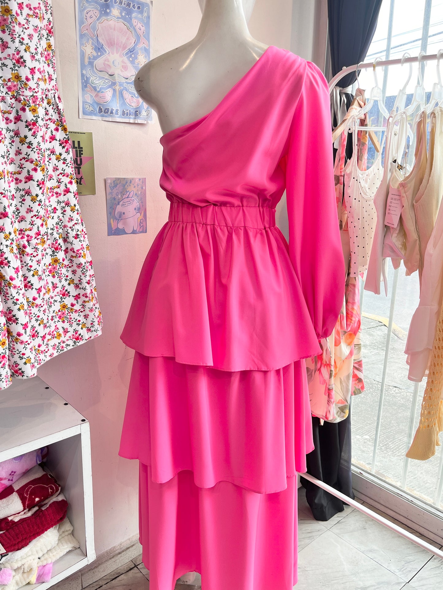 Vestido largo formal rosa