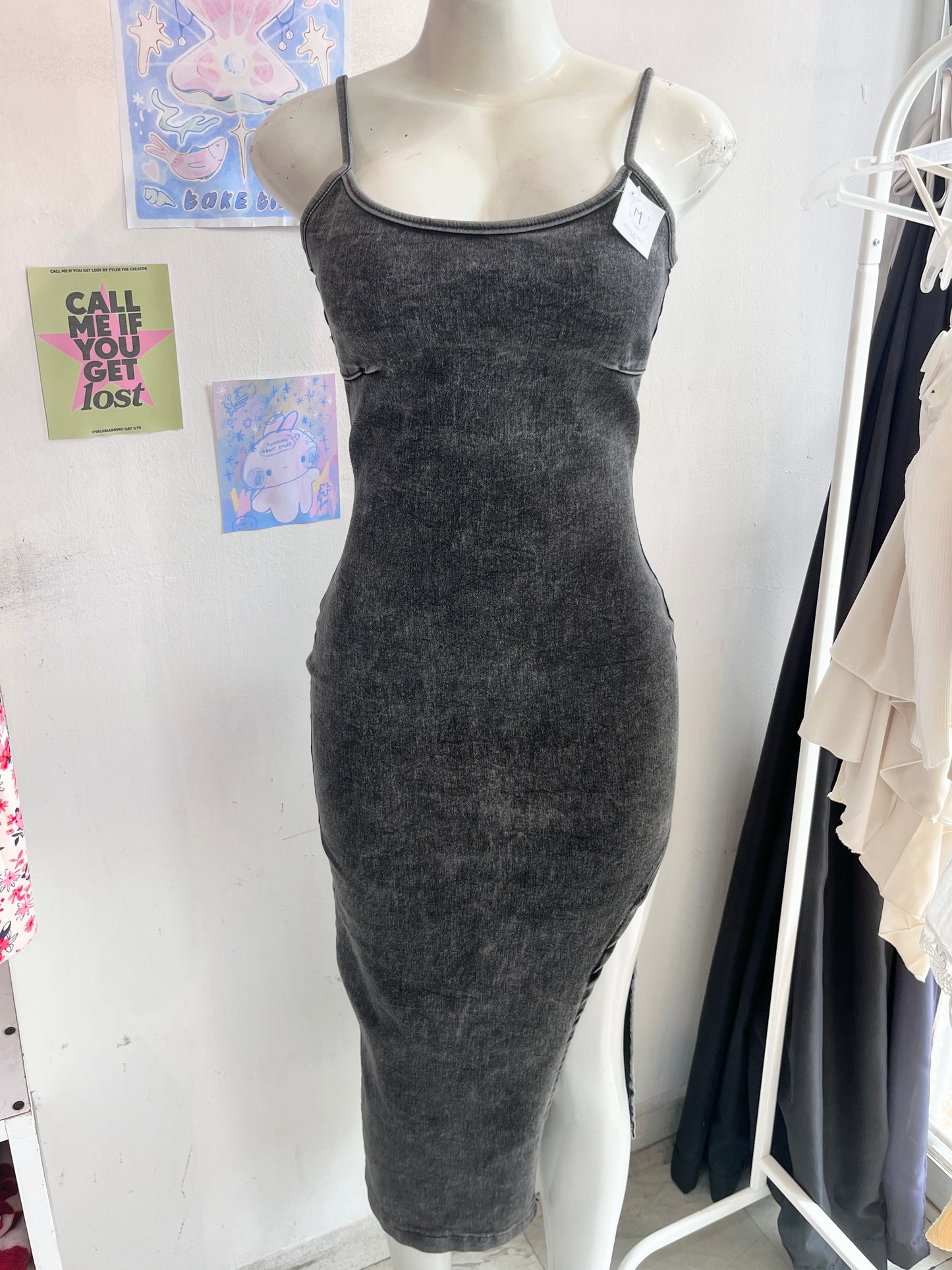 Vestido largo tipo mezclilla negro