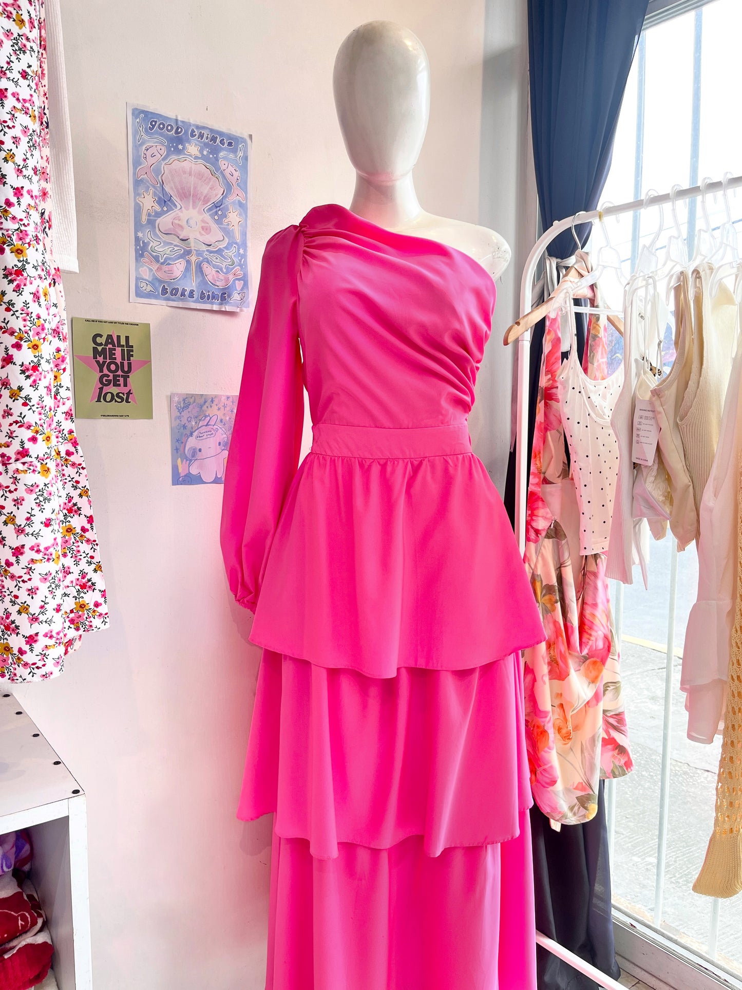 Vestido largo formal rosa