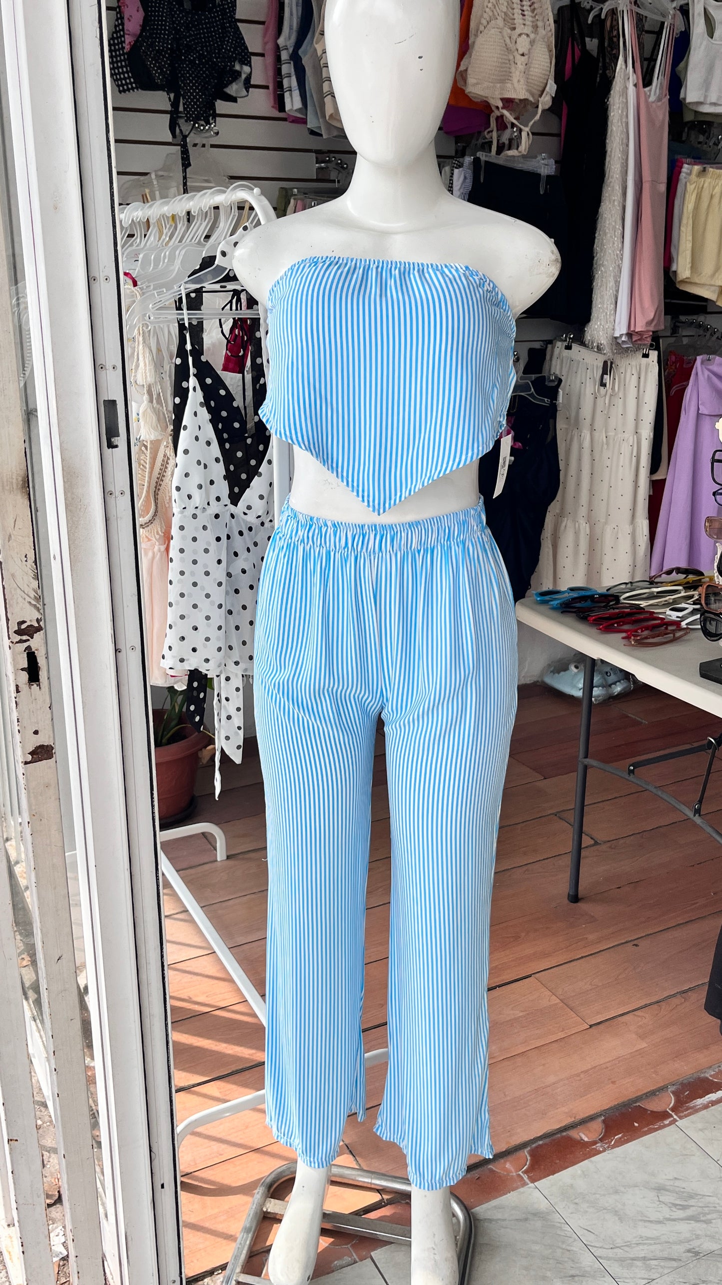 Conjunto rayas azules