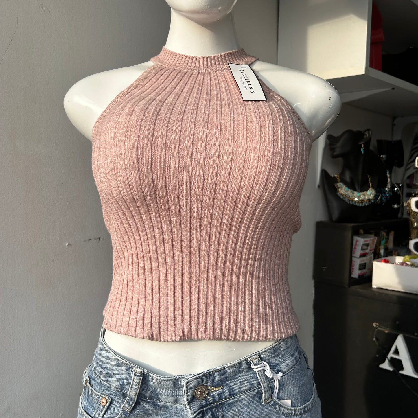 Blusa basic cuello o rosa