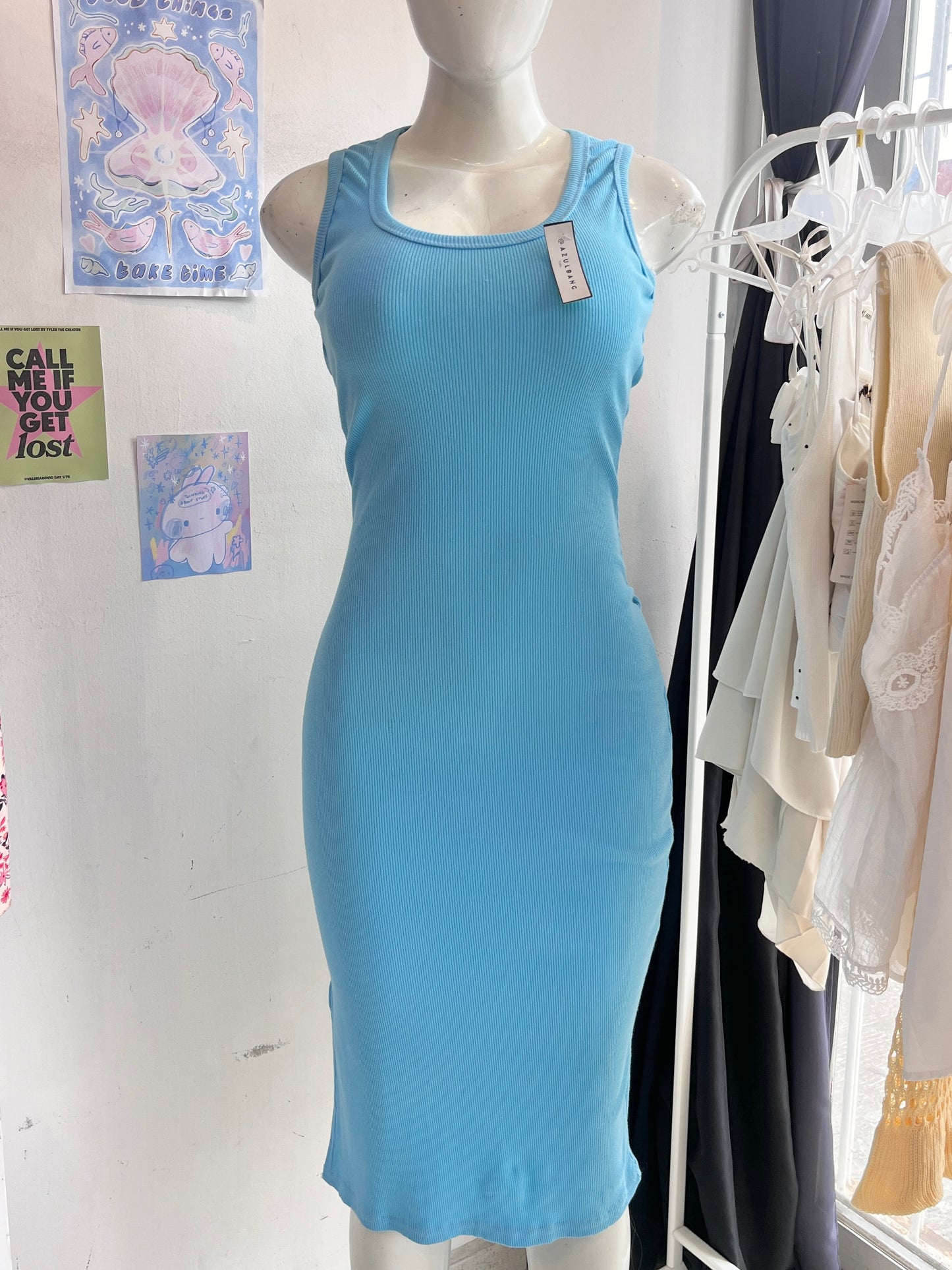 Vestido largo básico azul