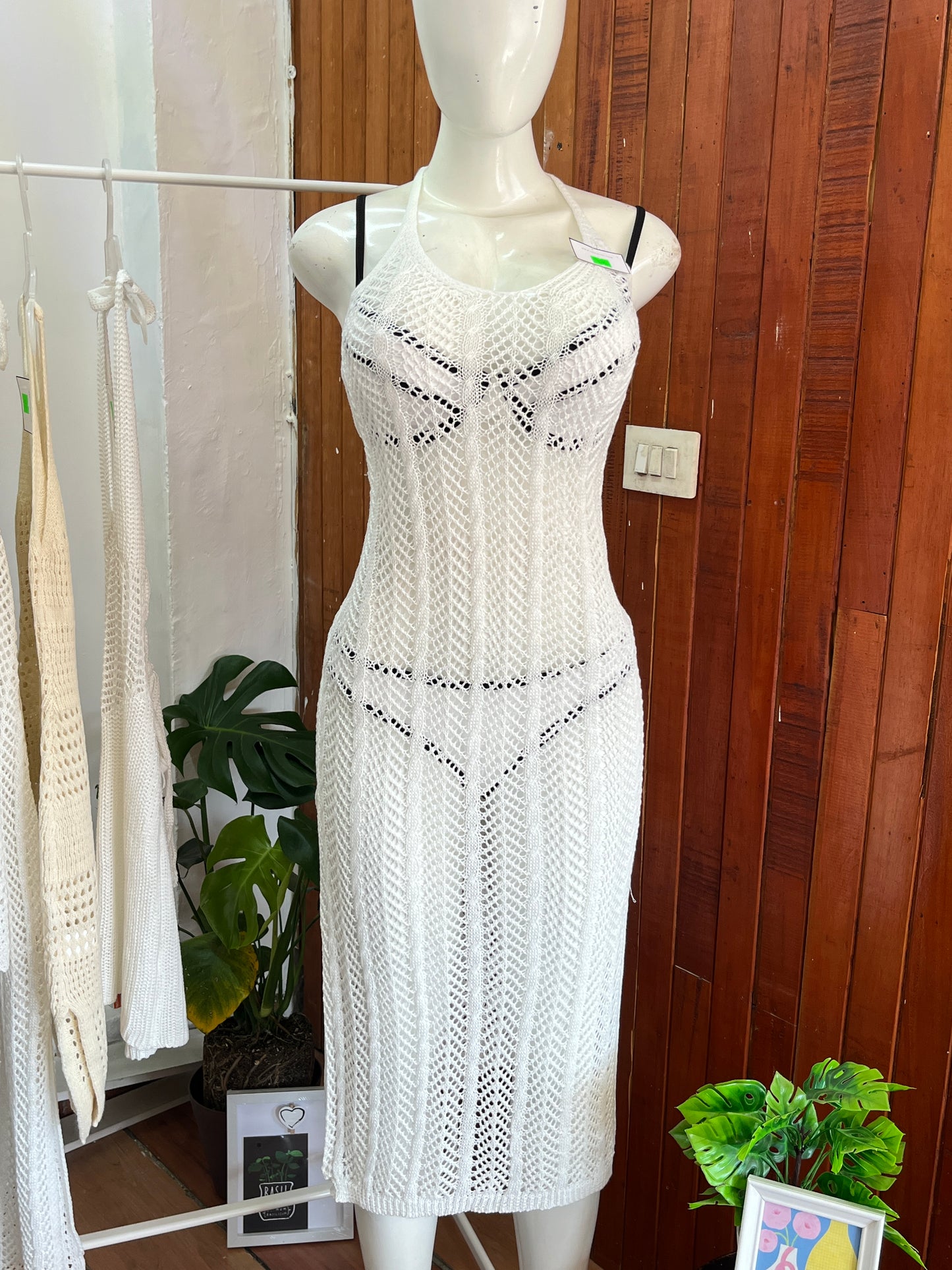 Vestido tejido largo blanco