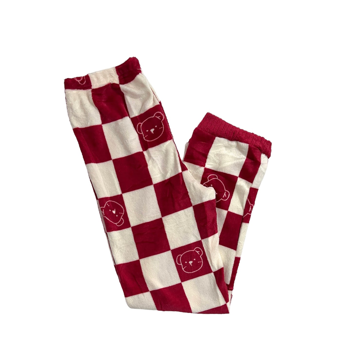 Pijama afelpada cuadriculada roja