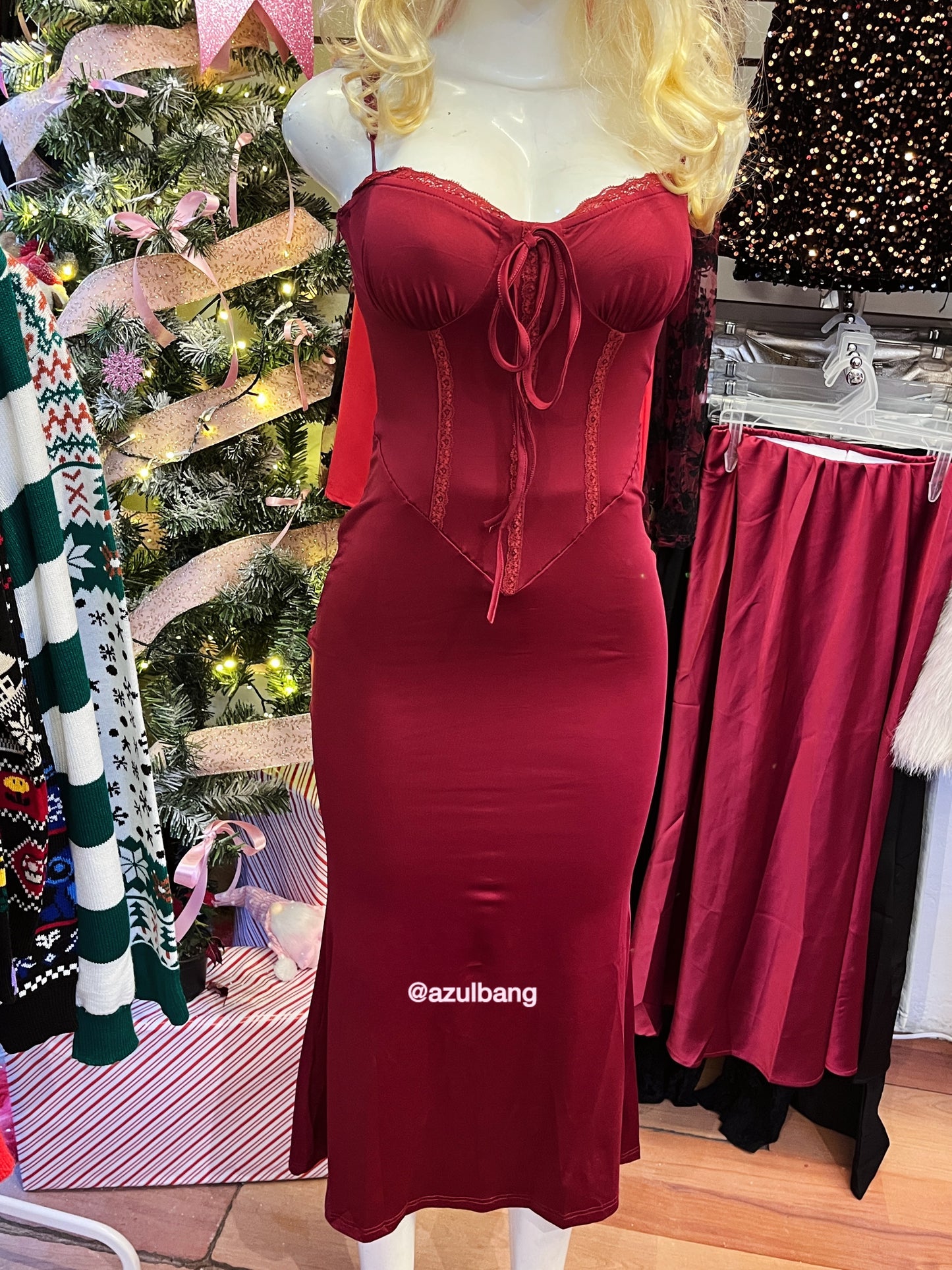 Vestido largo vino