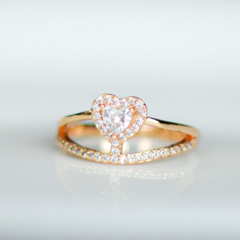 Anillo chapa de oro corazón brillo