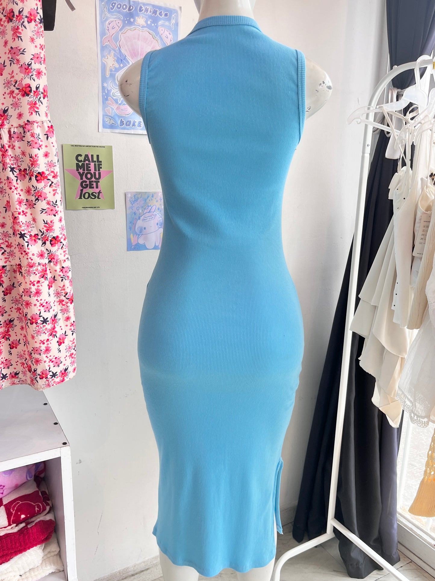 Vestido largo básico azul