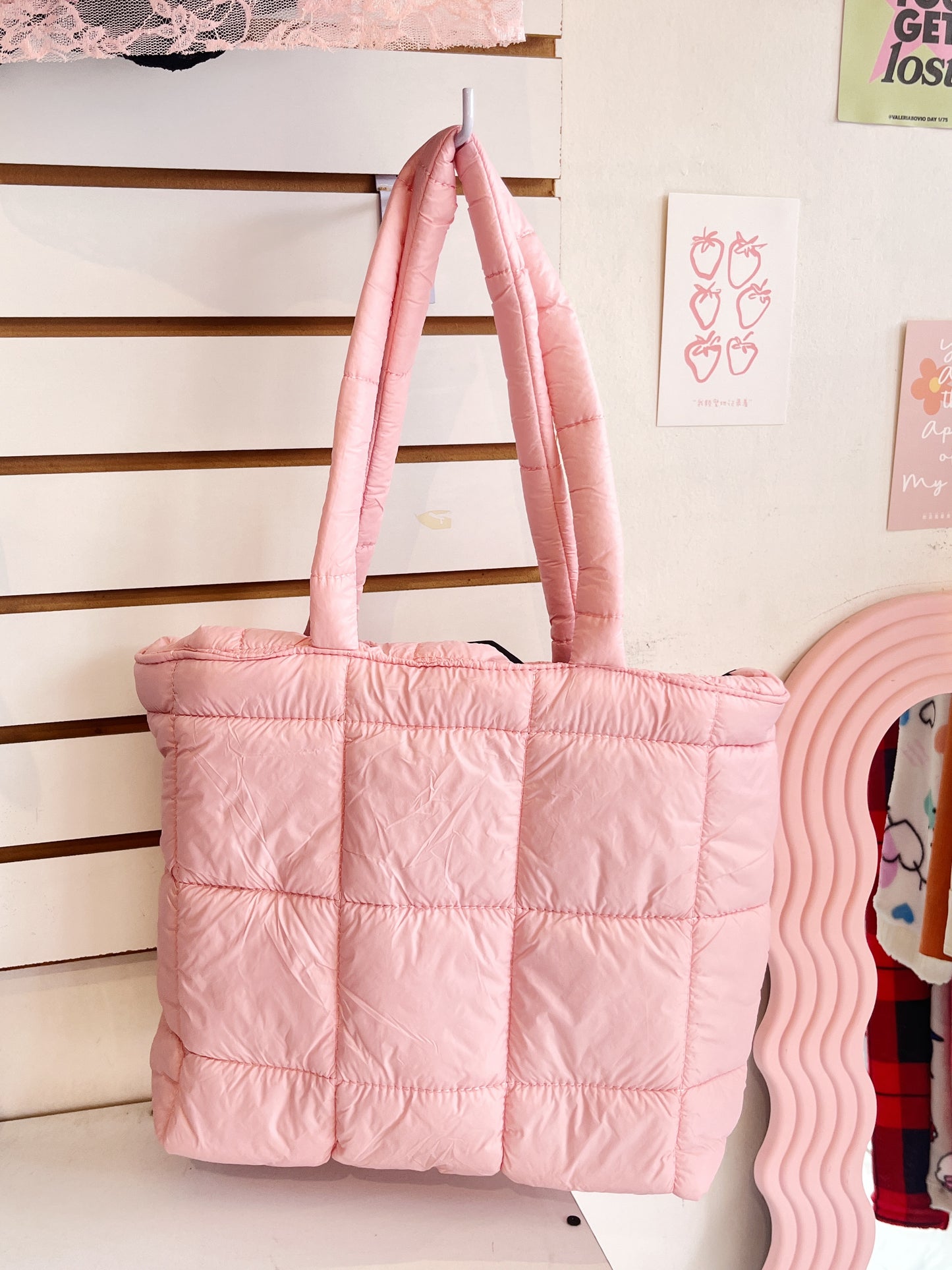 Bolsa cuadrada tote bag rosa