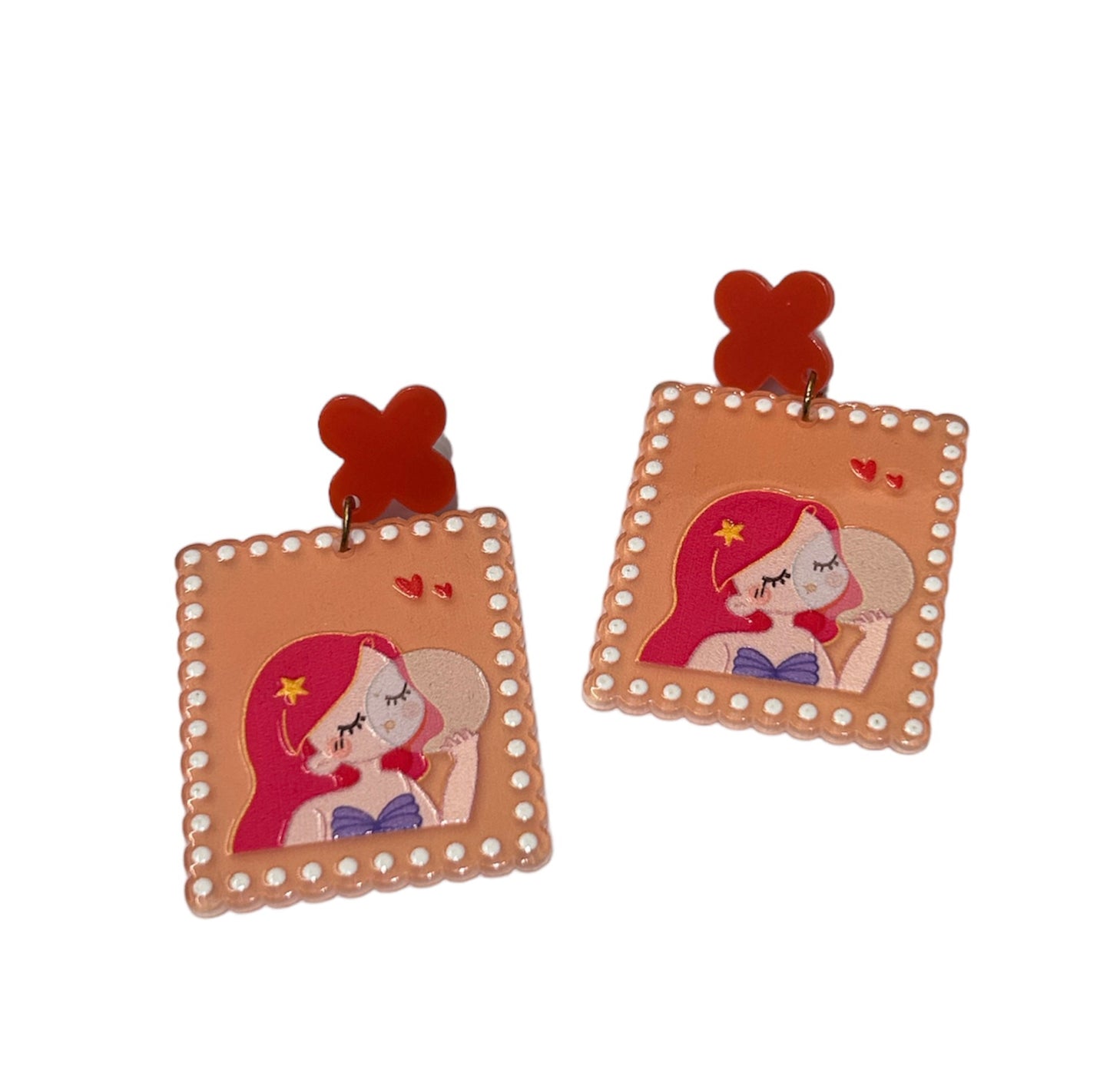 Aretes sirenita rojo