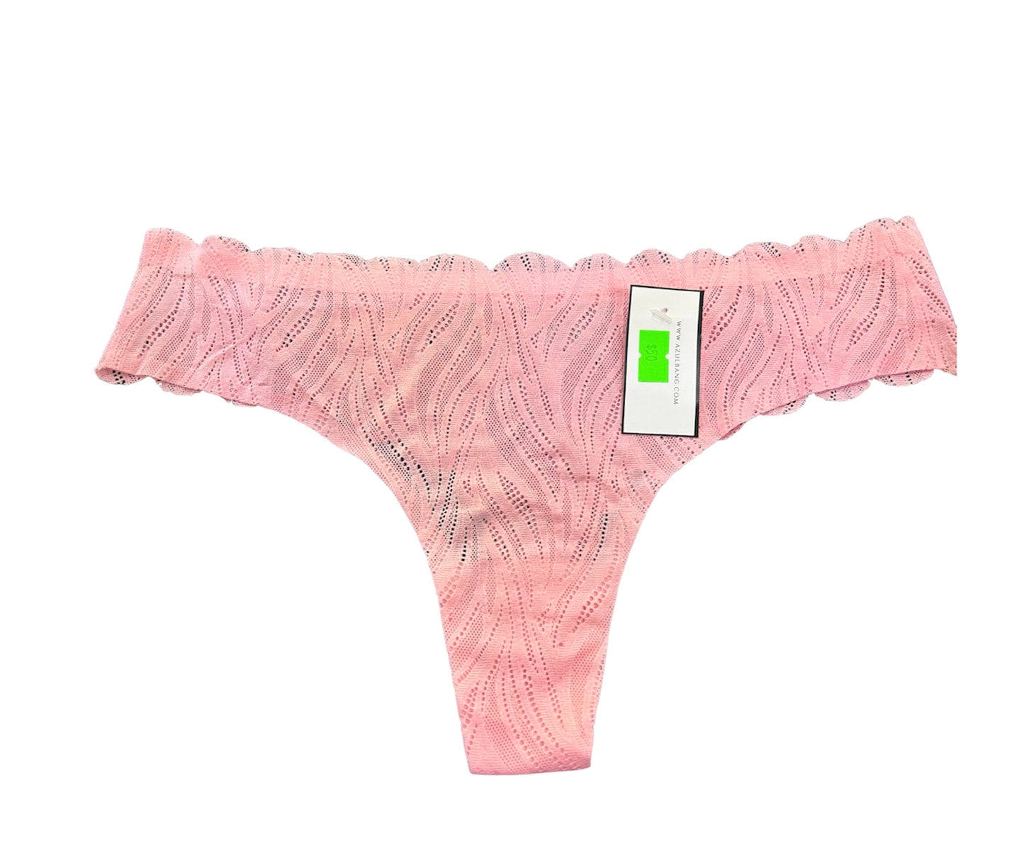 Tanga invisible de encaje rosa