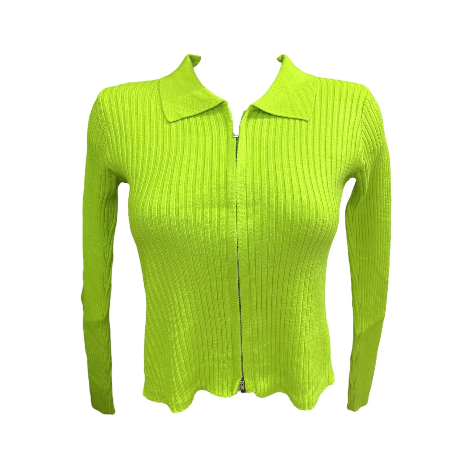 Blusa canalé manga larga verde l