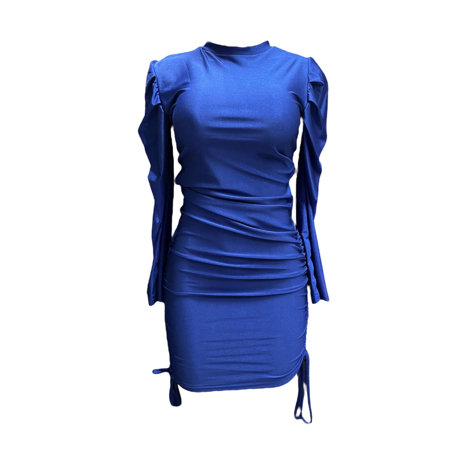 Vestido manga bom azul rey