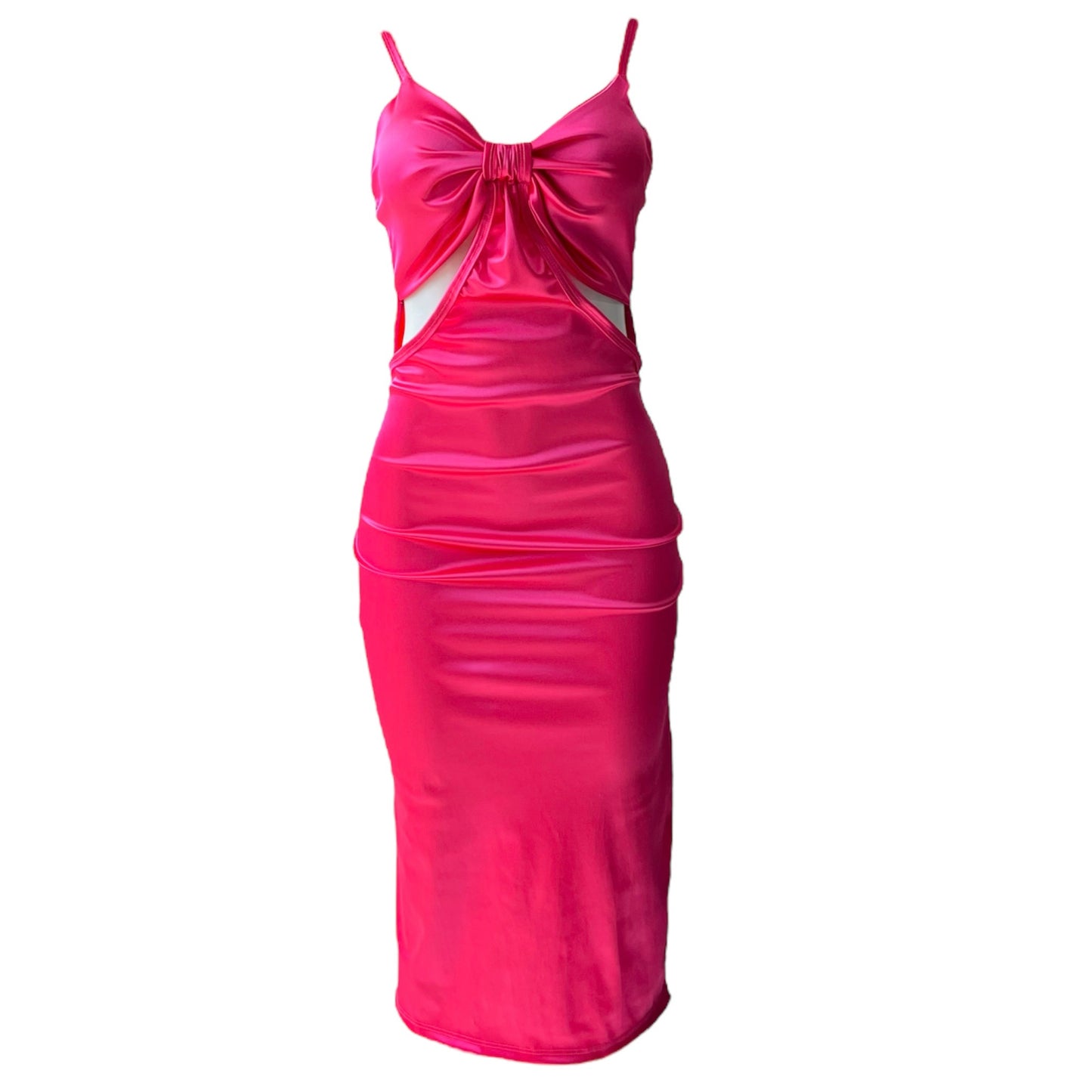 Vestido largo moño rosa