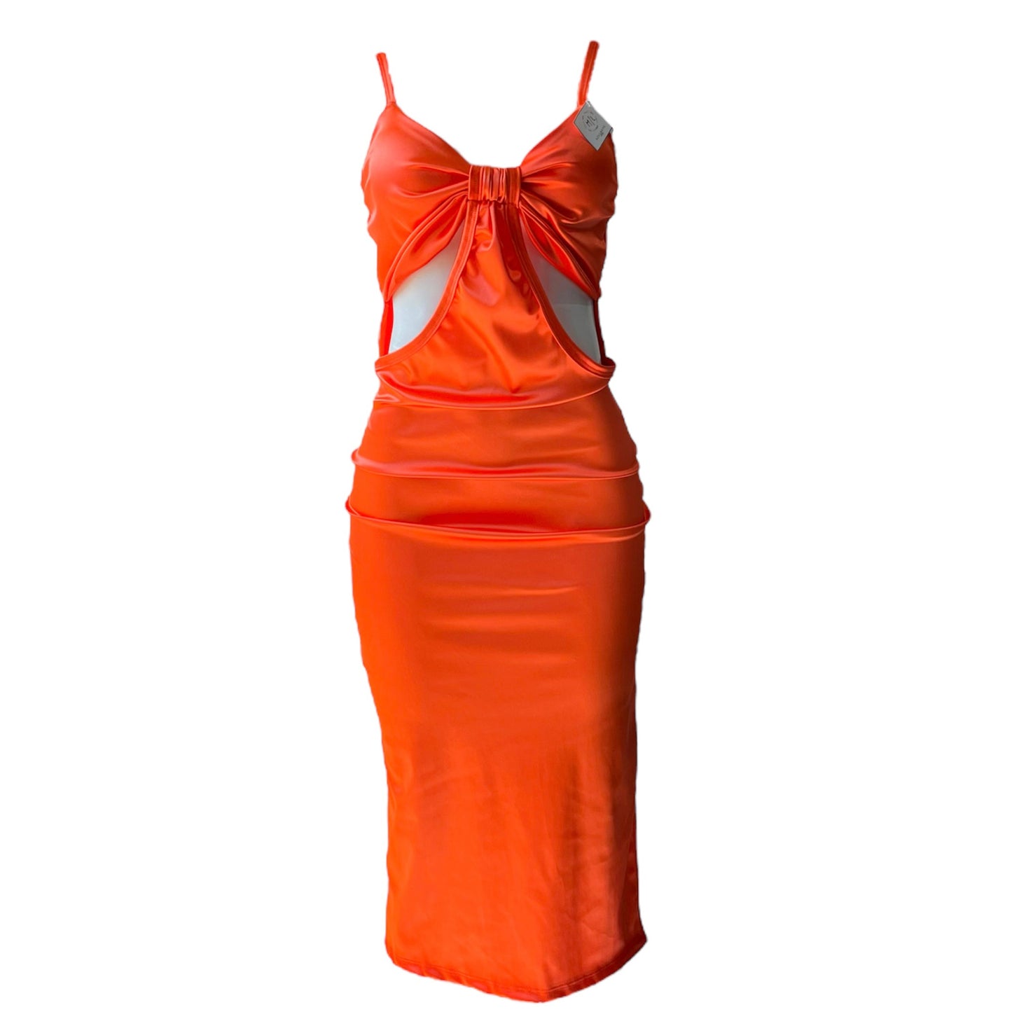 Vestido largo moño naranja