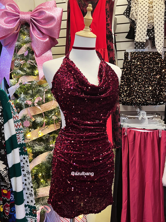 Vestido vino lentejuelas