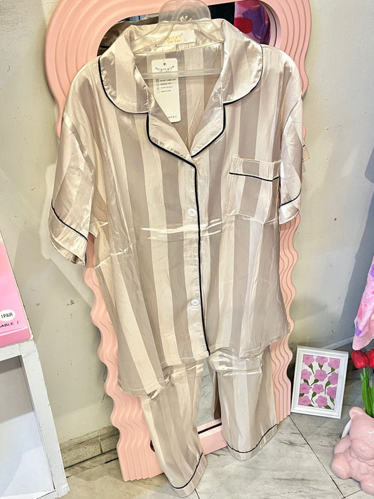 Pijama satin beige