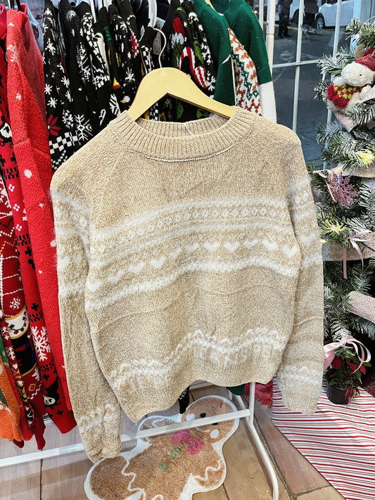 Suéter navideño beige