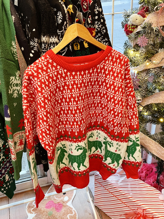 Suéter navideño rojo