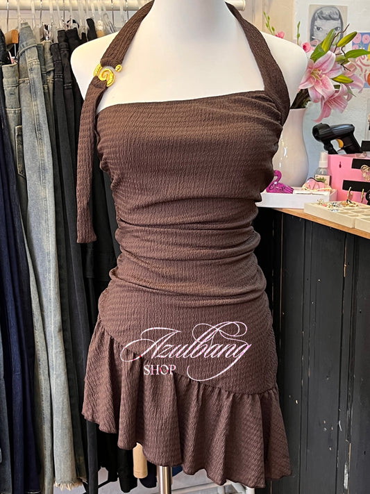 Vestido café espiral
