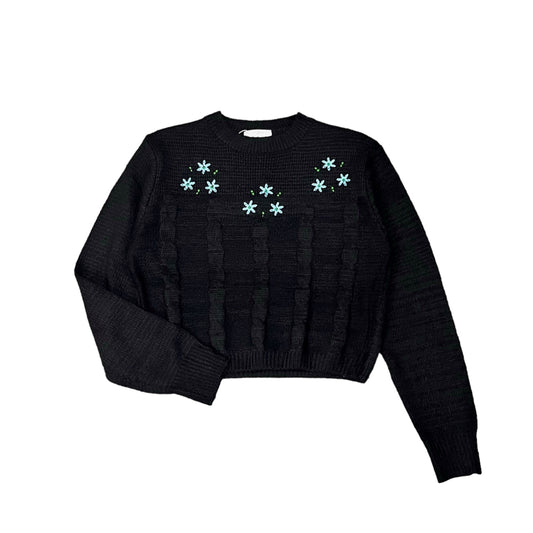Suéter tejido flori negro