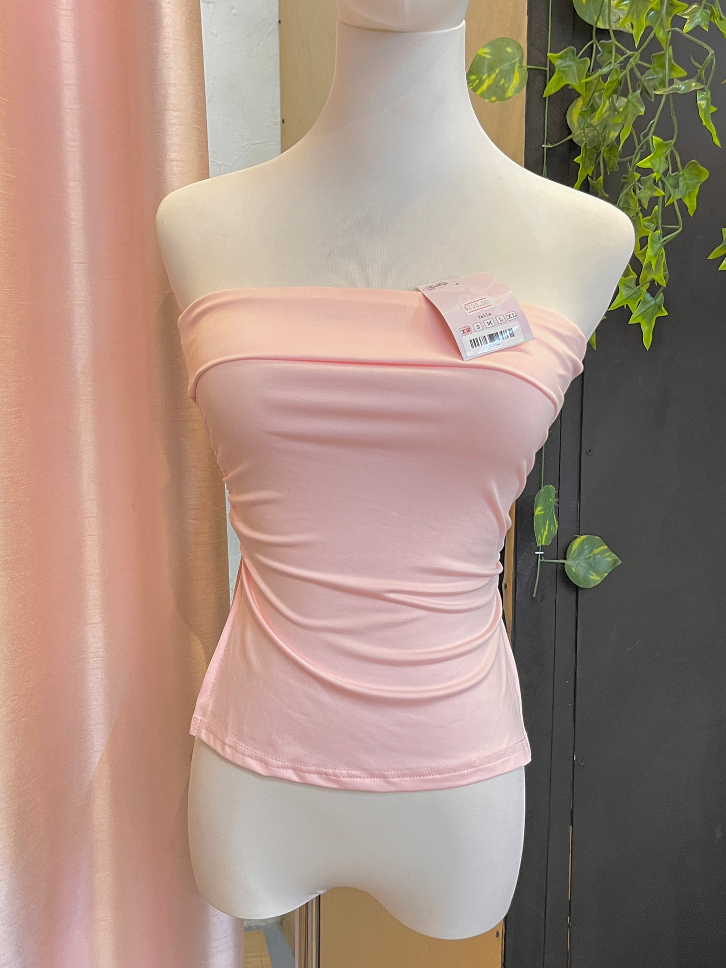 Blusa strapple dobladillo rosa
