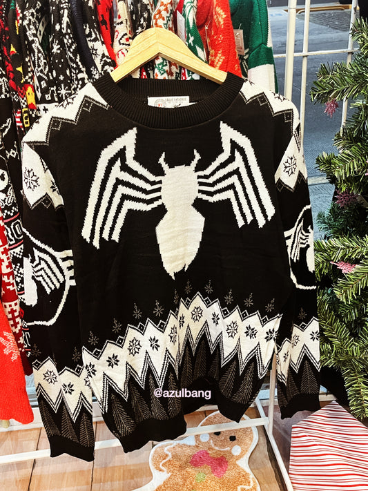 Suéter navideño Spiderman Simbiote negro