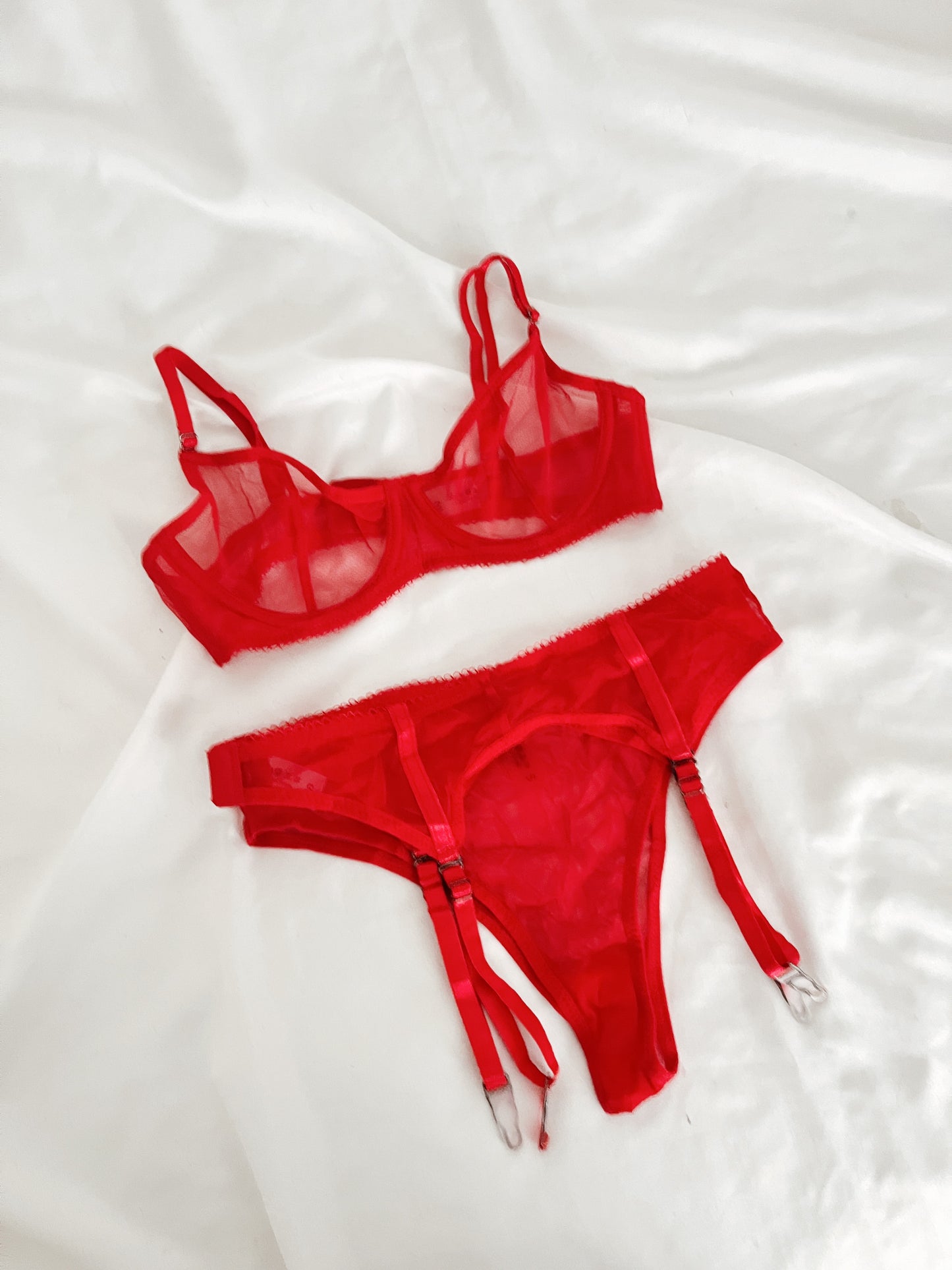 Set lencería liguero transparencias