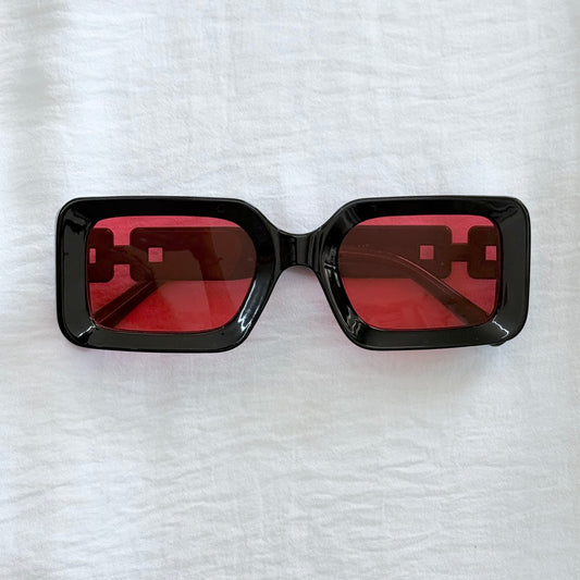 Lentes cadena negro con rojo
