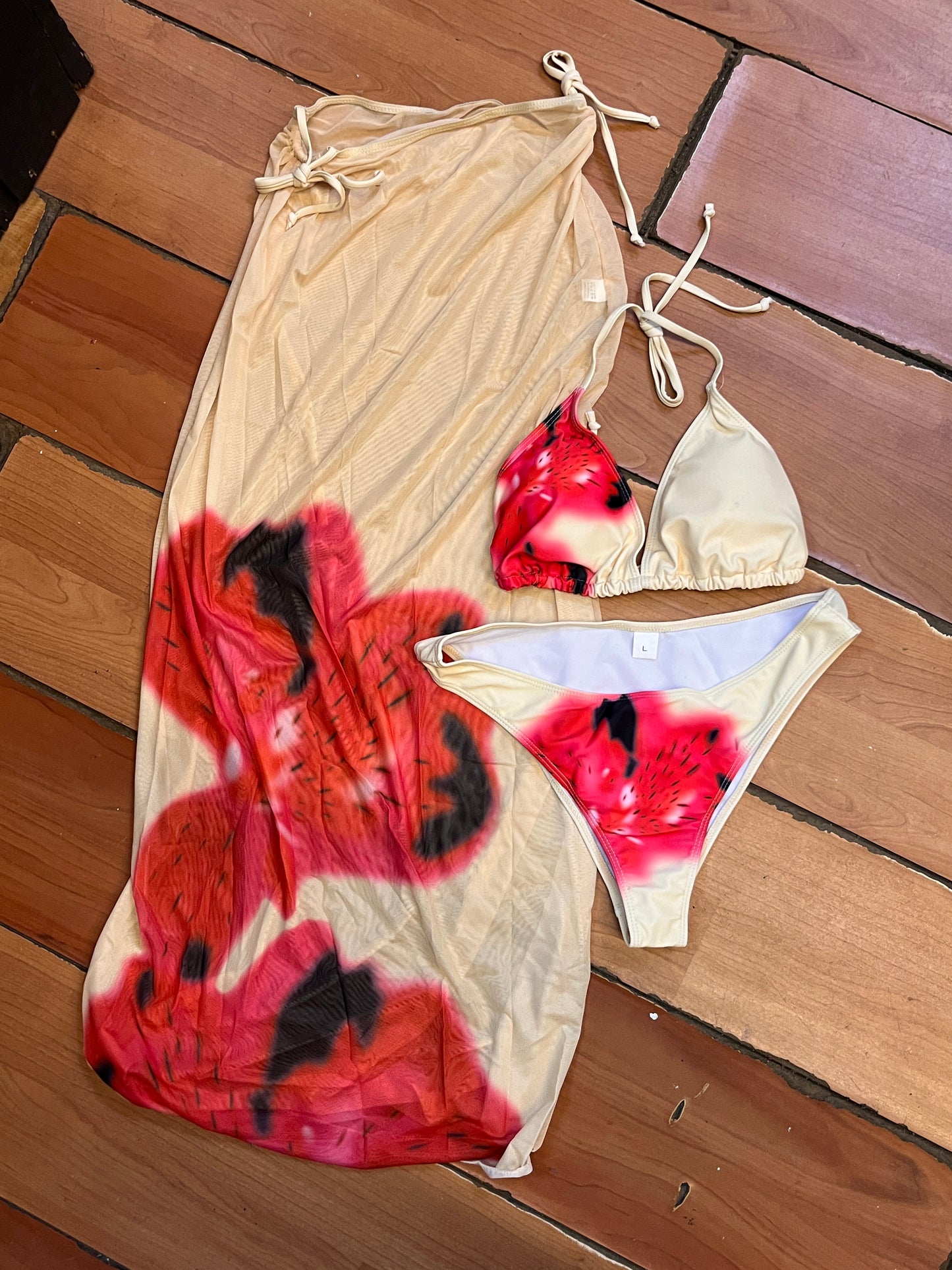 Traje de baño floral 3 pzas