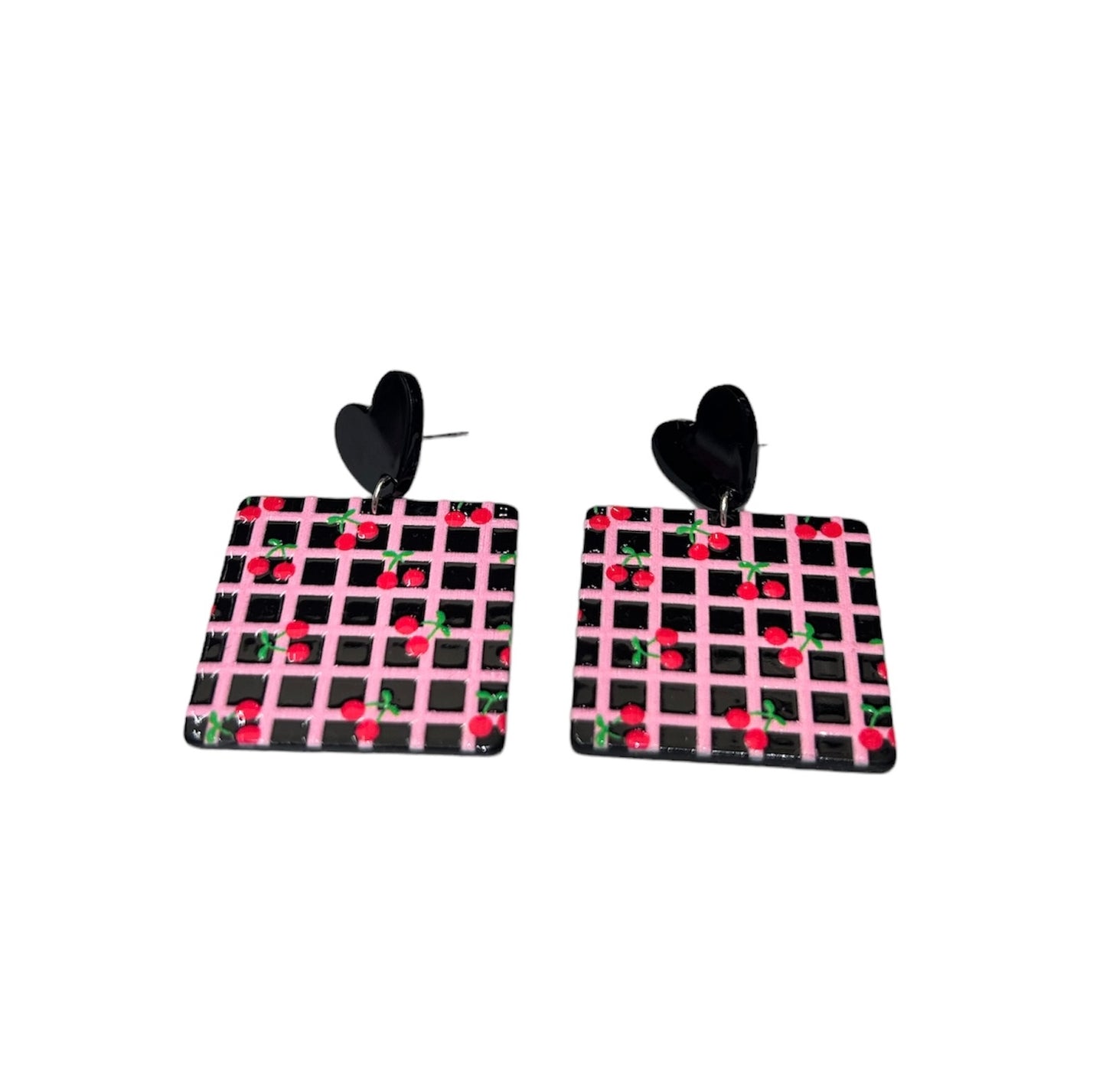 Aretes cuadrado cereza