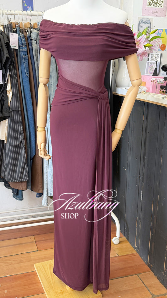 Vestido mesh vino