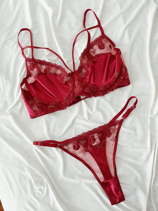 Set lencería seda brillos