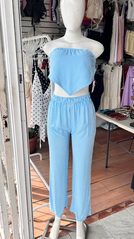Conjunto rayas azules