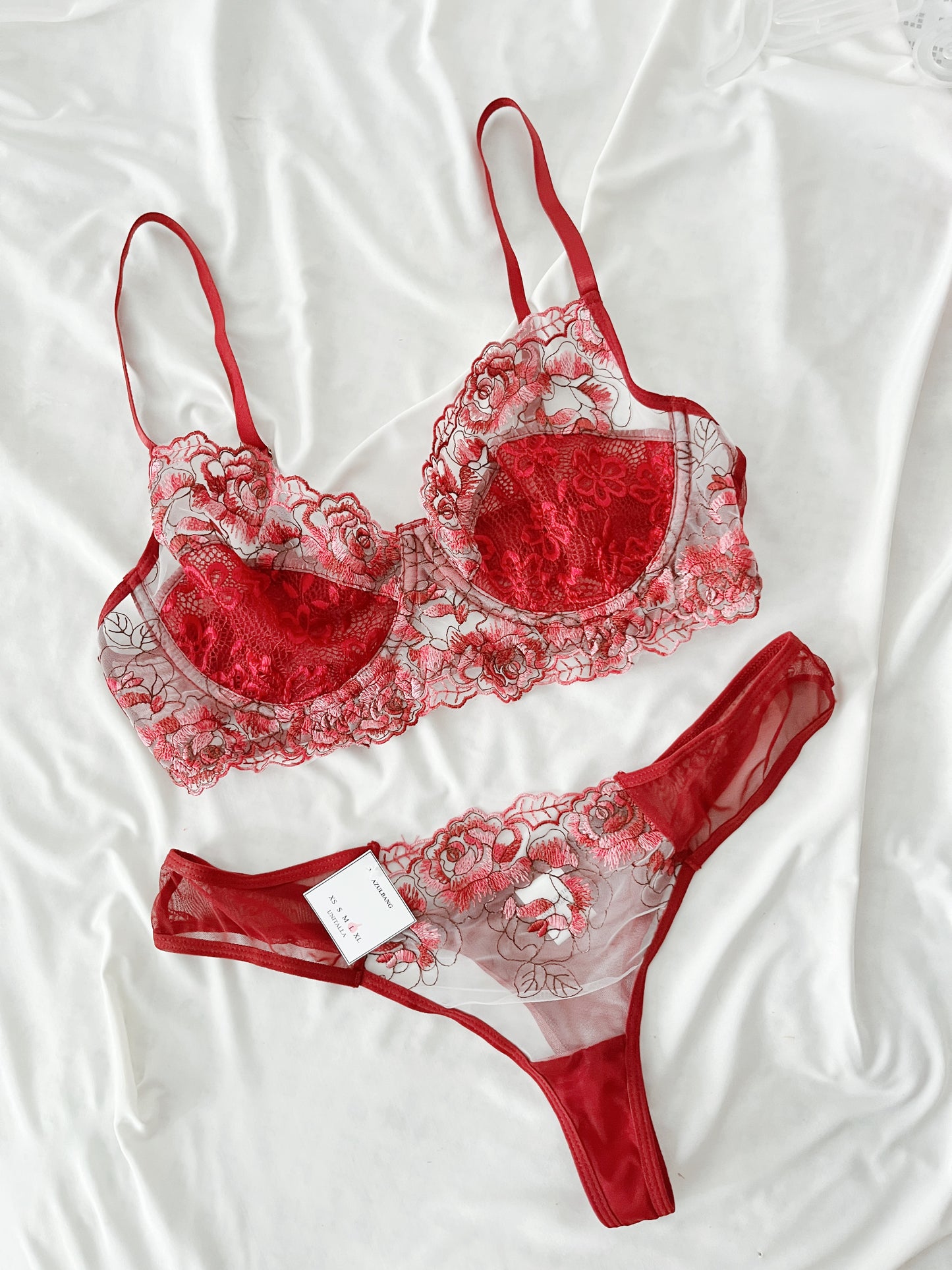 Set lencería cherry seda