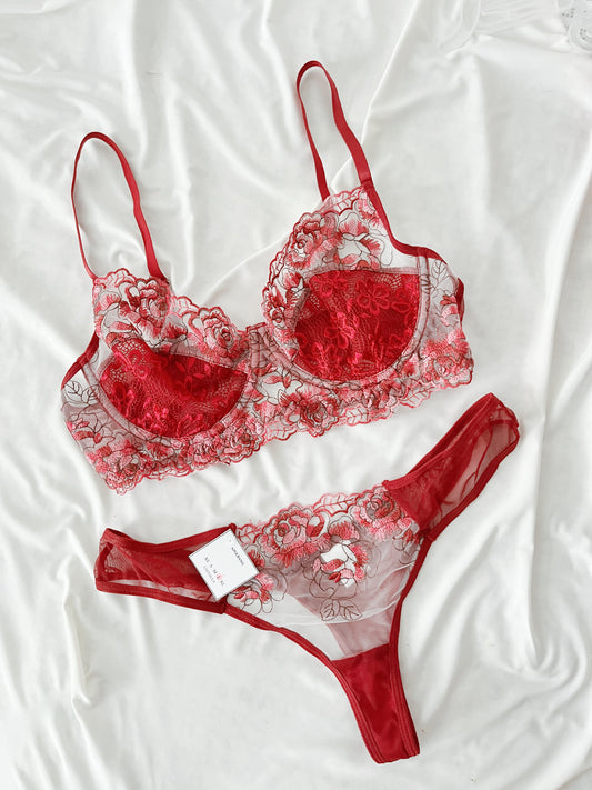 Set lencería cherry seda