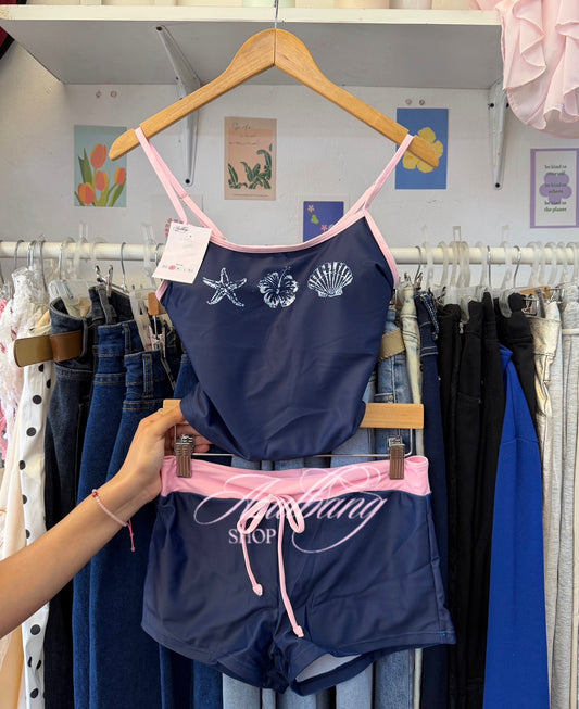 Traje de baño tankini color azul