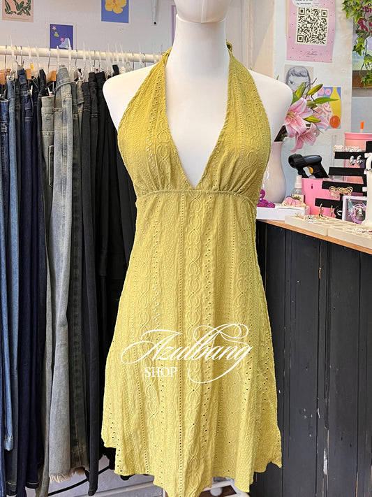 Vestido cuello V verde