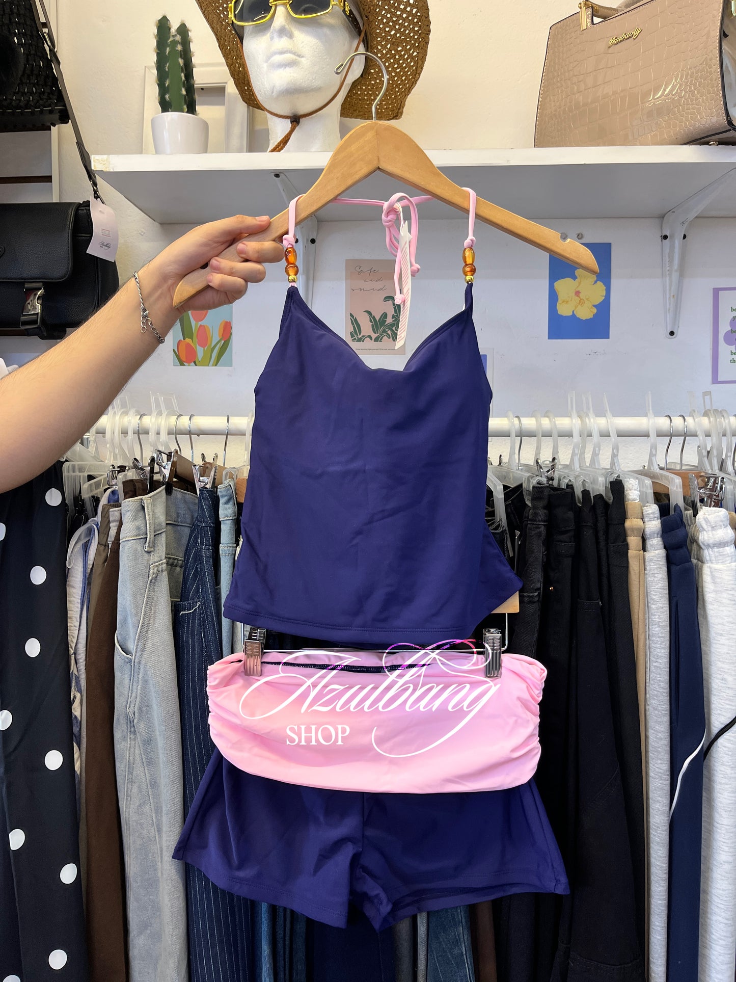 Traje de baño tankini azul marino