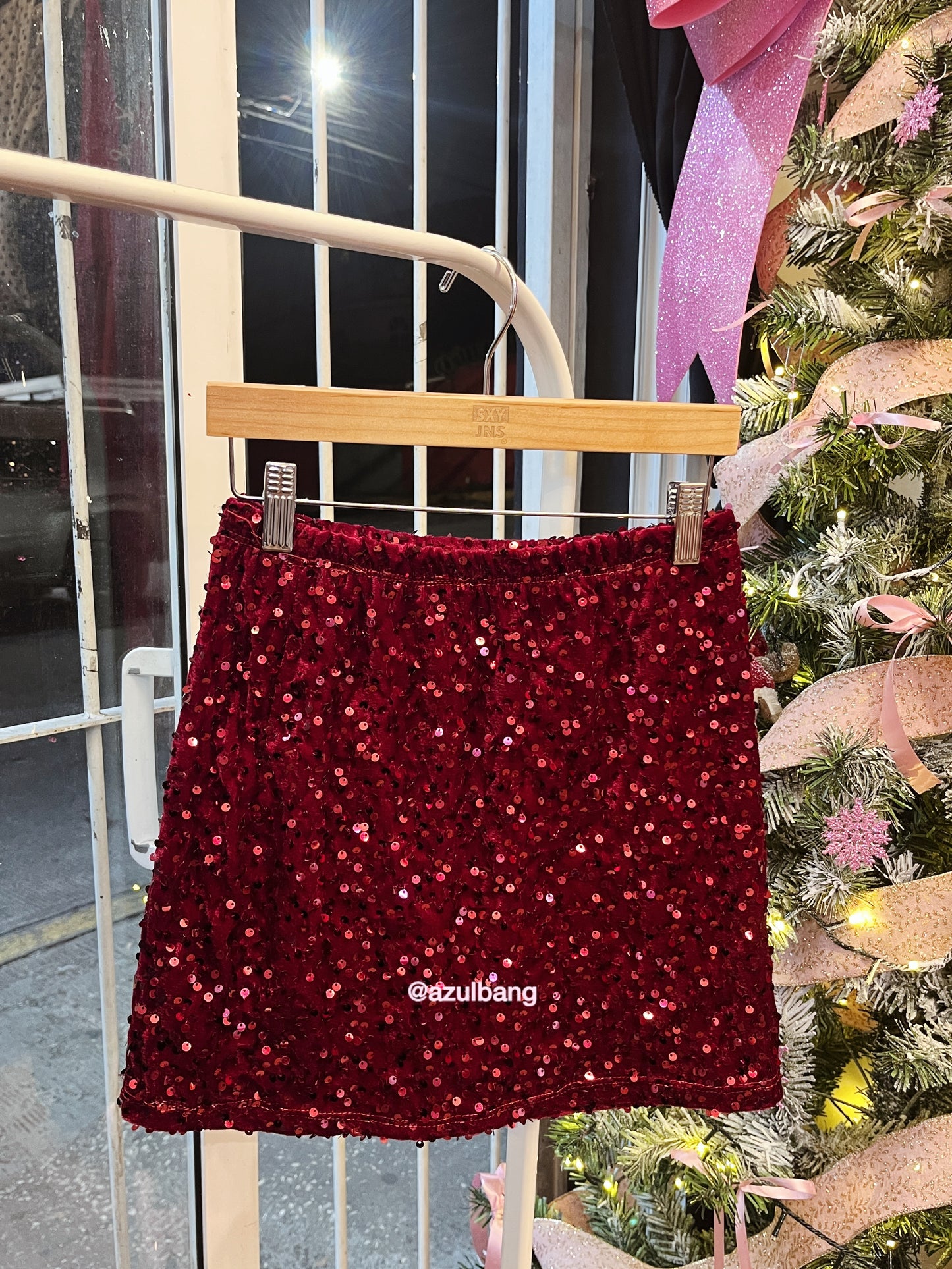 Falda vino lentejuelas