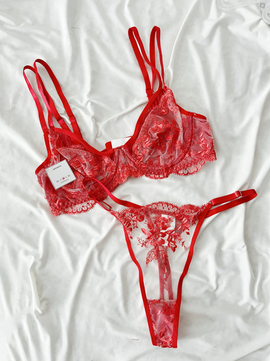 Set lencería transparente red