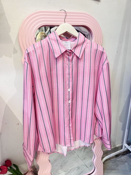 Camisa formal rosa rayas