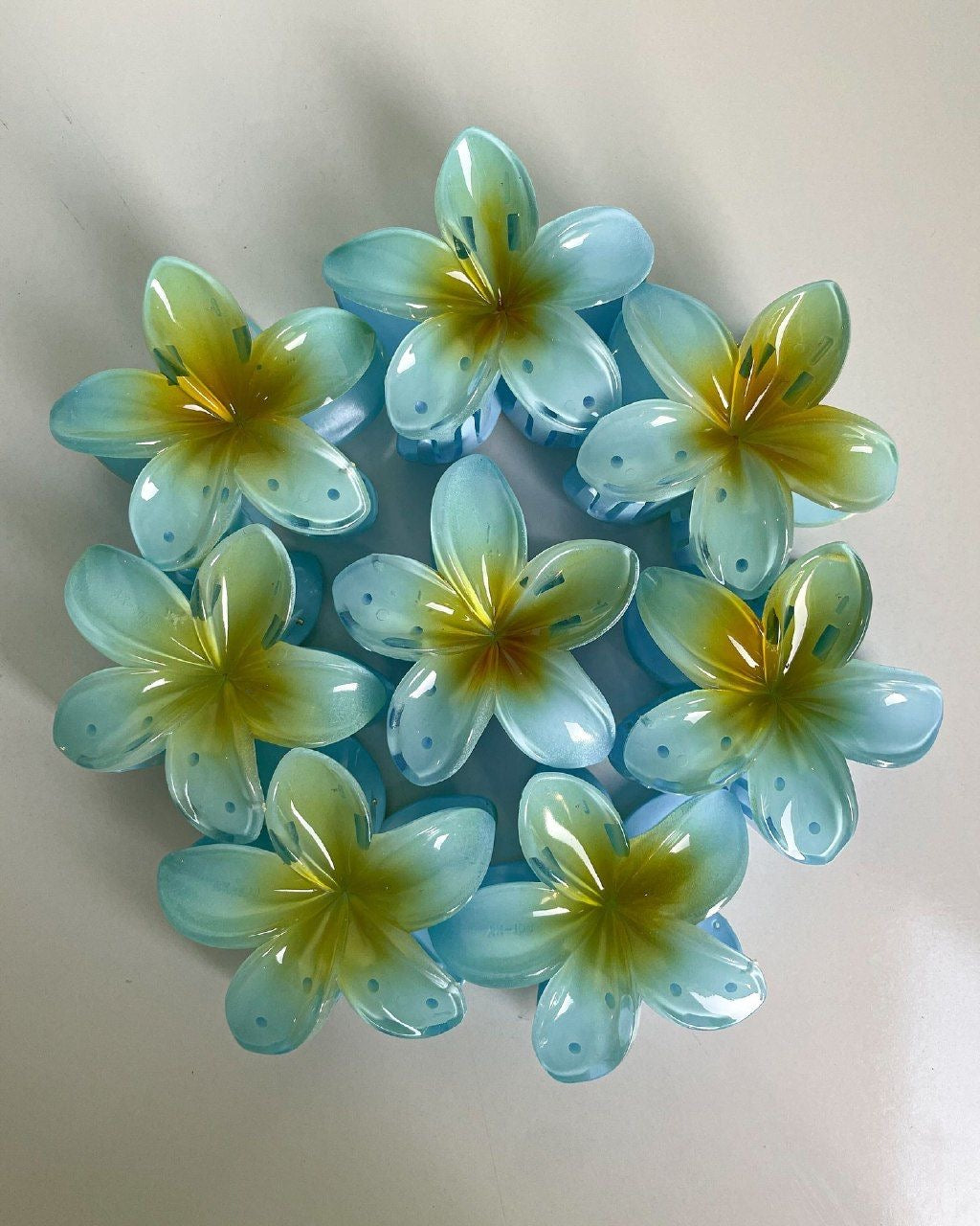 8 piezas pinzas hawaianas azules