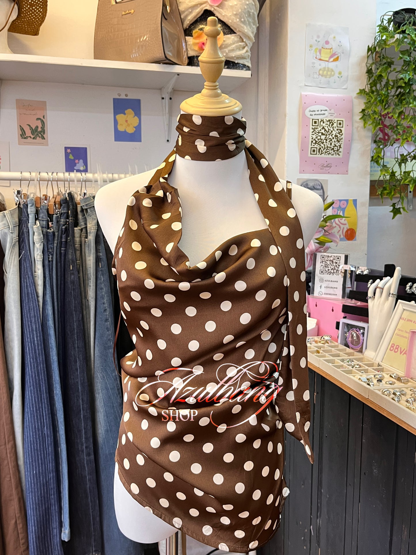 Blusa satin polka dots