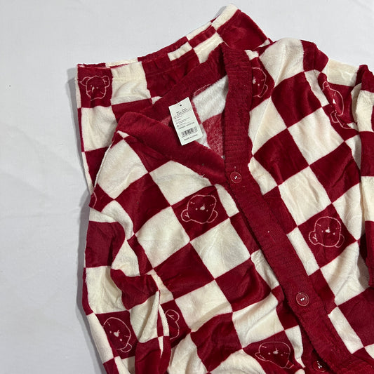 Pijama afelpada cuadriculada roja