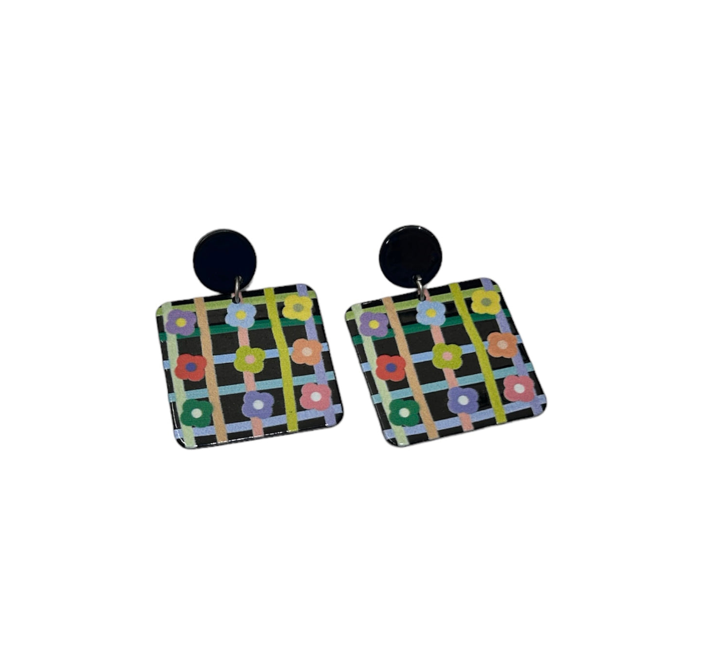 Aretes cuadrado flores